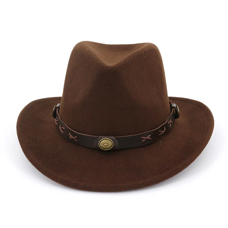High quality Unisex Cowboy Sun protection visor Prairie style horse riding Felt hat men's Jazz hat Wide-brimmed hat