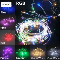 Горячая 3AA батарея питание 2 м светодио дный 20 LED гирлянда RGB многоцветный Фея огни строки серебро провода Рождество лампада праздничное