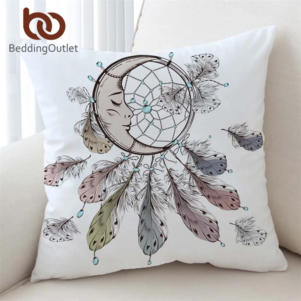 Наволочка для кровати Moon Dreamcatcher белая наволочка дивана чехол с пером в стиле бохо