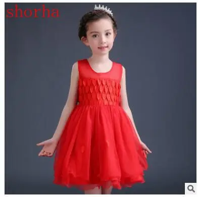 

New fashion Flower Lace Dress Princess Kids Baby Girls Sleeveless Dress Floral Tulle Party Wedding Dress Children Summer