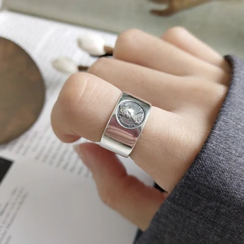 

LouLeur 925 sterling silver empress avatar rings silver fashion vintage figure index finger open rings for women fine jewelry