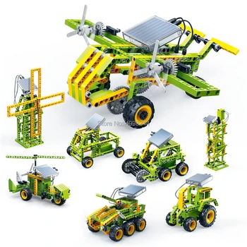 

6905 645pcs 8in1 technic solar power racer car gear truck fighter plane tractor reaper electric building blocks Bricks Toy
