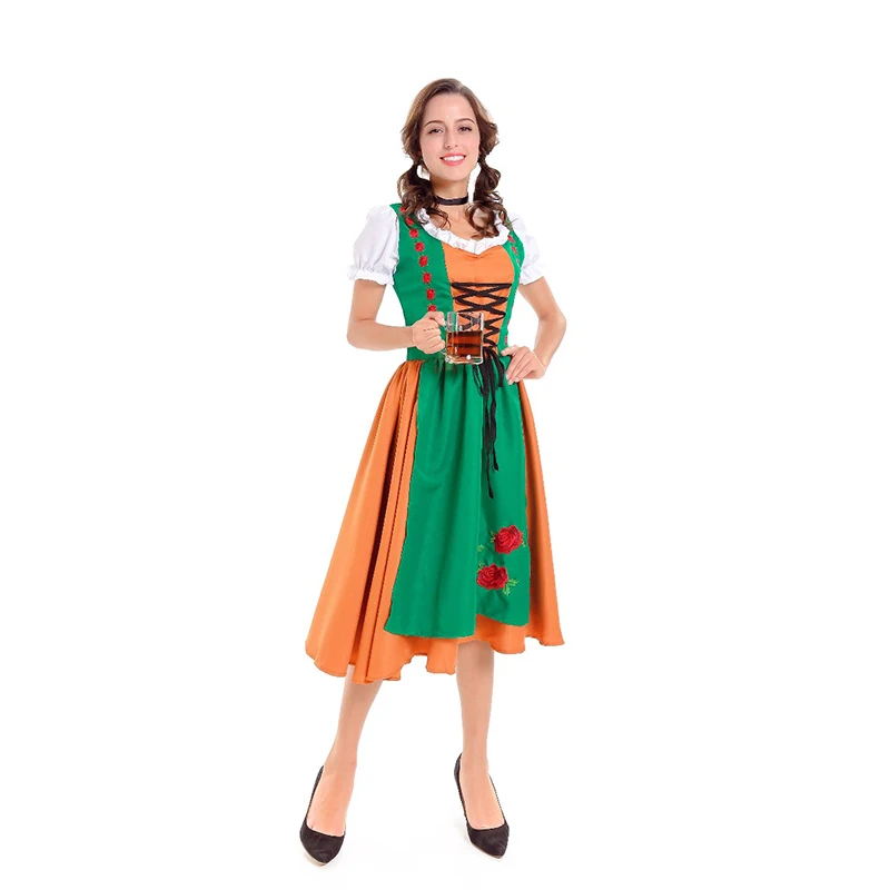 Oktoberfest Deguisement Disfraces Germany Beer Carnaval Dirndl Fancy Dress Sexy Short Sleeve Women Apron Maid Beer Girl Costume (4)