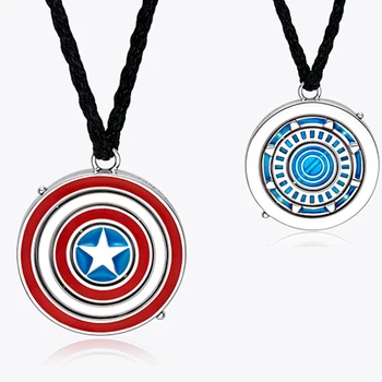 

Iron Man Tony Stark Pendant Necklace Silver S925 Necklace can be ROTATE to Captain Shield Necklace for Avenger Fans