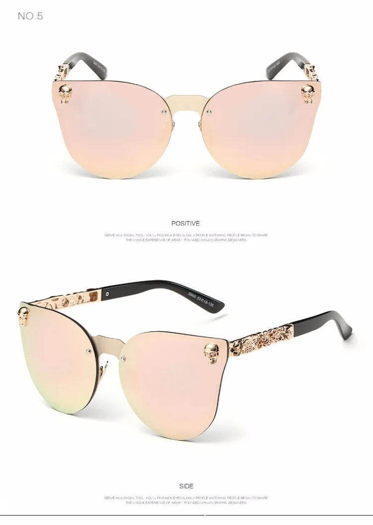 Модные роскошные солнцезащитные очки для женщин, фирменный дизайн, Череп, солнцезащитные очки для женщин, Ретро стиль, UV400, антибликовые женские очки RS082