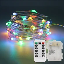 10 м 100 светодиодный медный провод сказочные гирлянды с пультом дистанционного управления 3 AA батарея питание открытый садовая гирлянда