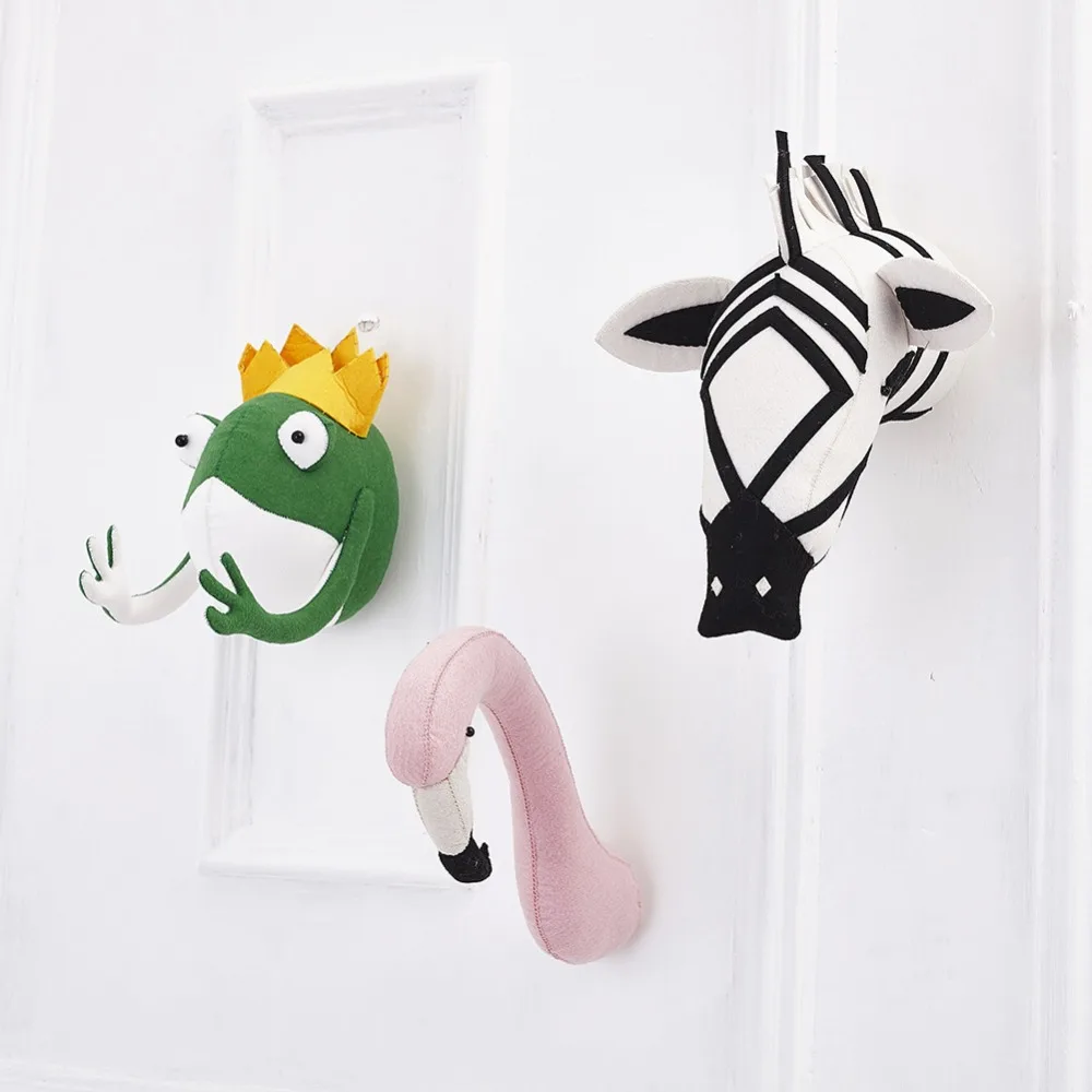 

SOKOBX Animal Donkey Elephant Cow Shark Head Wall Mount Stuffed Plush Toys Artwork Wall Dolls Photo Prop Bedroom Home Decor Fel