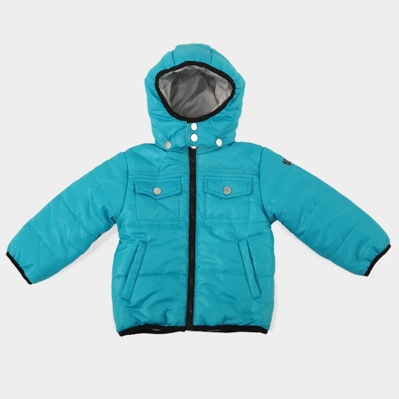Брендовая куртка для малышей; Верхняя одежда с капюшоном для мальчиков и девочек; хлопковое детское осеннее пальто; детская одежда высокого качества - Цвет: Небесно-голубой