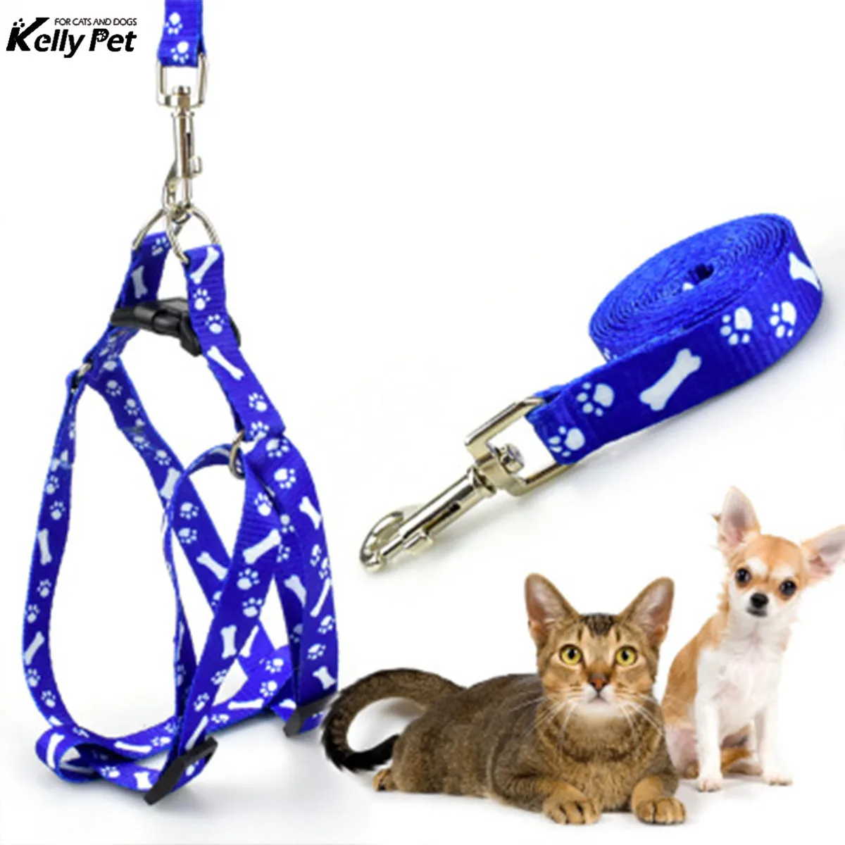 

Paw Print Nylon Pet Dog Harness Vest Outdoor Walking Leash For Small Medium Dogs Colorful Print Puppy Cat Lead Pets Supply Good