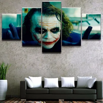 

Modular Pictures Wall Art The Dark Knight Movie Poster Framework Home Decor 5 Pieces Heath Ledger Joker Painting Canvas Printed