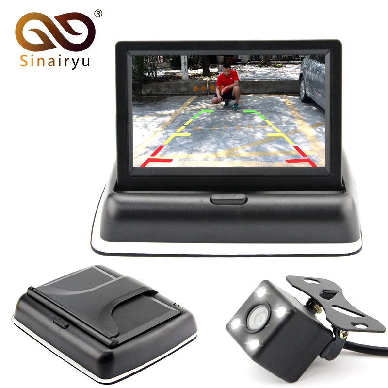

Sinairyu Auto Parking Assistance LED Night Vision Car CCD Rear View Camera With 4.3 inch Color Car Video Foldable Monitor Camera