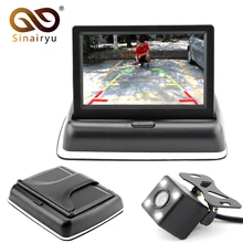 Sinairyu Auto Parking Assistance LED Night Vision Car CCD Rear View Camera With 4.3 inch Color Car Video Foldable Monitor Camera