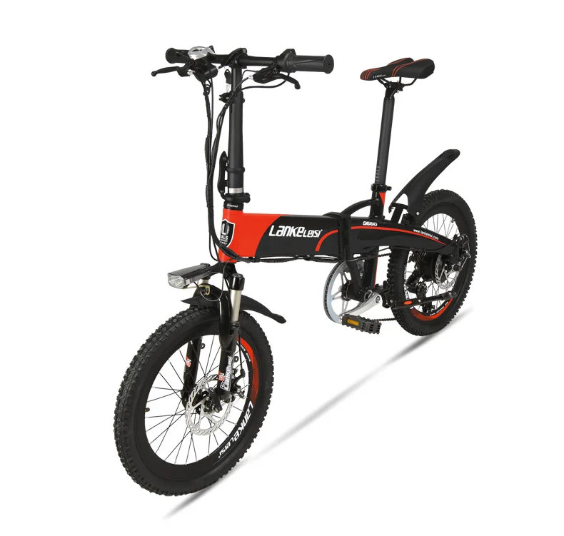 Top 2019 New, Lankeleisi Brand, Folding Electric Bicycle, 20", 48V/10A, 240W, Hidden Battery, Aluminum Alloy Frame, Mountain Bike 22