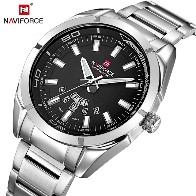 Часы наручные NAVIFORCE Мужские кварцевые брендовые деловые водонепроницаемые с
