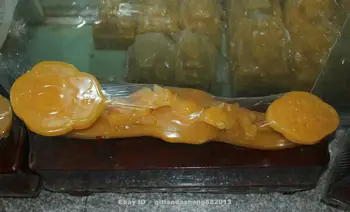 

Chinese 100% yellow jade Ancient custom culture Wishful shape statue 25