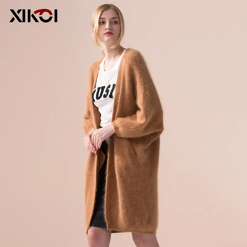 Winter New Casual2017 Women Rabbit Sweaters Fashion Thick Ladies Knitted Open Stitch Cardigans Woman Solid Sweater Clot