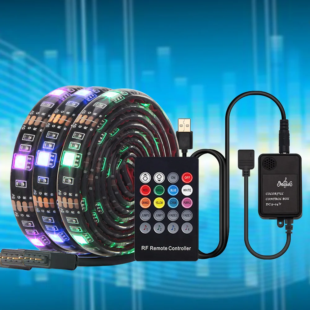 Светодиодная лента RGB 5050 для подсветки телевизора 30 светодиодов/м с датчиком