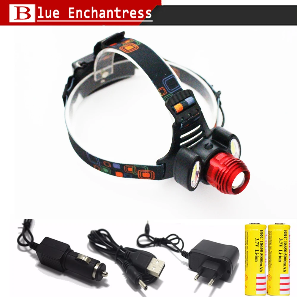 USB Headlight led 18650 headLamp Waterproof Rechar...