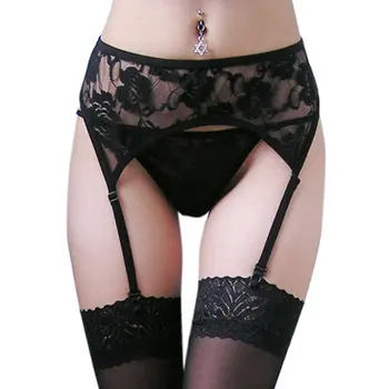 

Sexy Women Black Lace Suspender Garter Belts Matching G-String Thong Sets