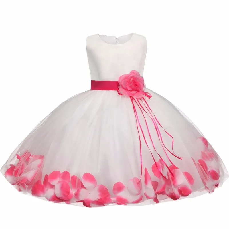 FEESHOW Baby Girls Flower Petals Tulle Dress Wedding Christening Birthday Party Pageant Dresses