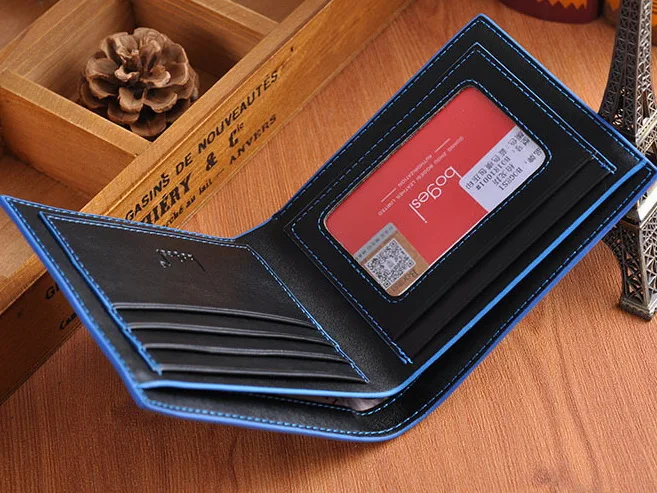 Famous Brand Bogesi Mens Wallet Genuine Leather Fashion Designer Ultrathin Small Short Bifold ...