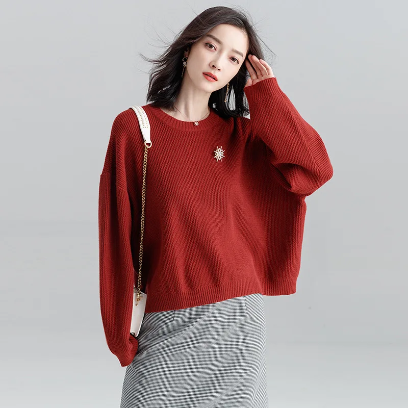 2018 autumn and winter new Korean women's batwing sleeve sweater women's loose pullover bottoming wild sweater for women SJ1096