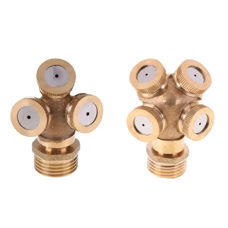 Adjustable Mist Golden Nozzle Hole Thread Brass Spray Misting Garden Cooling 3/4 hole Sprinklers