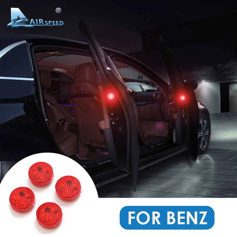 

Airspeed 4pc Magnetic Sensor Car Door LED Warning Light No Wire for Mercedes Benz W204 W205 W203 W210 W211 W212 W213 Accessories