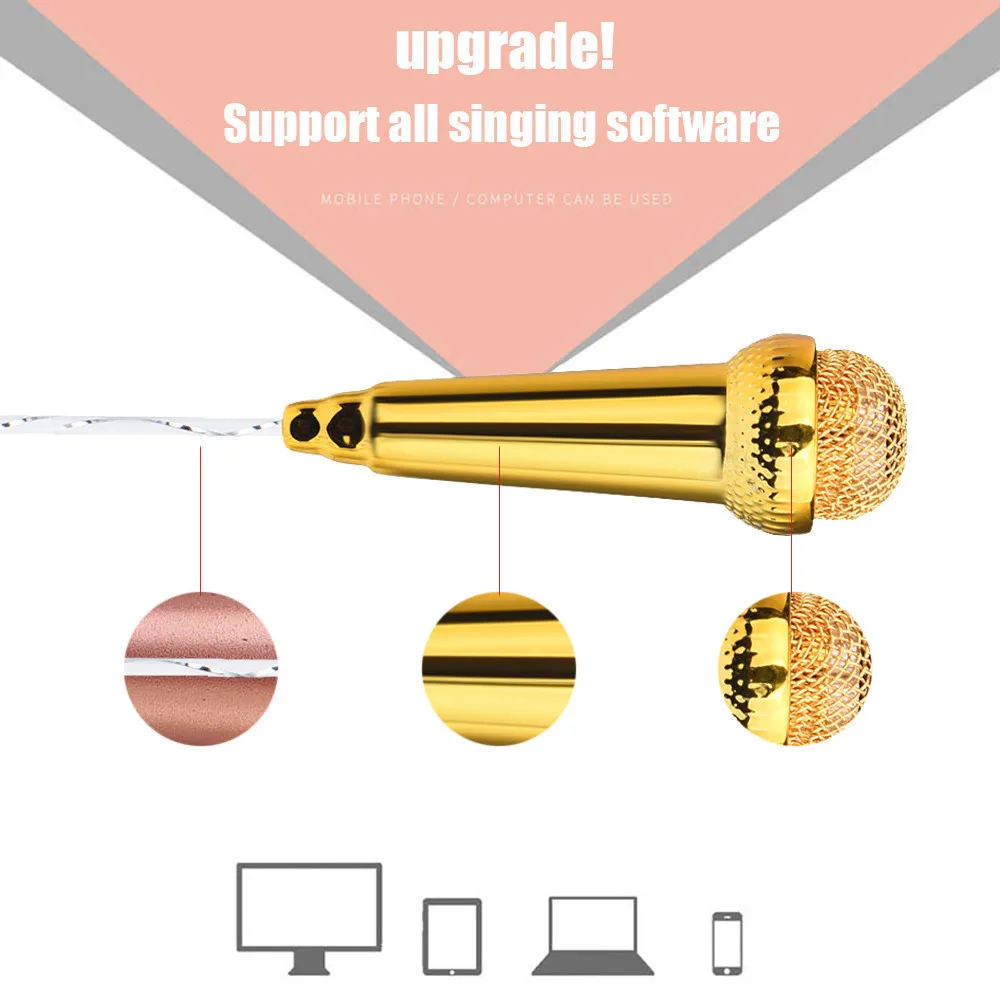 Мини конденсаторный микрофон для караоке с наушниками для телефона компьютера мини фонематический для записи, UC, YY, chat, другой веб-чат, 30