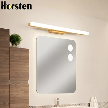 

Japanese Style Wooden Mirror Lamp LED Wall Light 40/60/80cm Long Sconce for Bathroom Bedroom Lighting Drawing Room Wall Lights