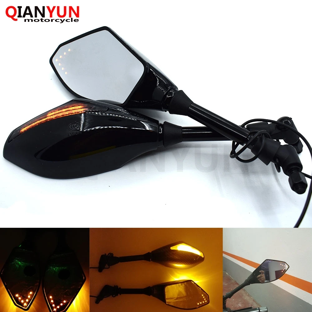 

Universal Motorcycle mirrors Carbon Fiber LED Turn Signals Rearview Mirrors FOR YAMAHA XJR400 XJR1200 XJR1300 XJ600 XJ6
