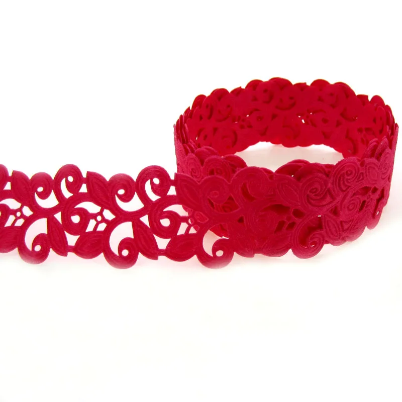 

20Yards 7/8" Printed Hollow Flower Ribbons Fabric Lace Ribbon For Trim Craft Wedding Gift Wrap Scrapbooking 22mm