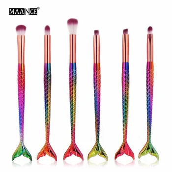 

6Pcs/pack Pro Mermaid Cosmetic Eyes Makeup Brushes Set Eye Shadow Liner Brow Concealer Blushes Beauty Make Up Brush Tools Kit