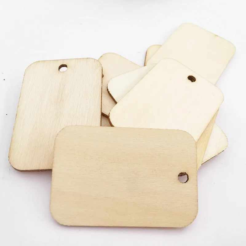 

25PCS Unfinished Blank Rectangle Wooden Hanging Tags for Scrapbooing Party Favor Wedding Gift Tags with Rope