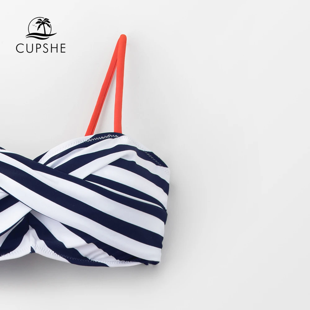 Женский купальник бикини CUPSHE комплект из двух предметов в черную полоску и