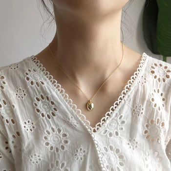 

LouLeur 925 sterling silver semicircle pendants necklace gold fashion simple Geometric exquisite necklace for women fine jewelry