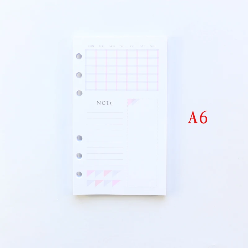 Domikee милые красочные 6 отверстий заправка внутренние бумаги ядро для переплета блокноты канцелярские товары: Ежедневный Еженедельный ежемесячный планировщик, A5A6 - Цвет: weekly planner A6
