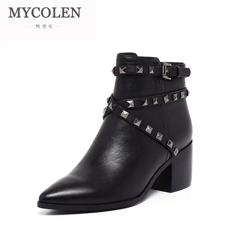 

MYCOLEN Genuine Cow Leather Women Ankle Boots Comfortable Quality Soft Shoes Luxury Product Brand Designer Handmade 2018 Winter