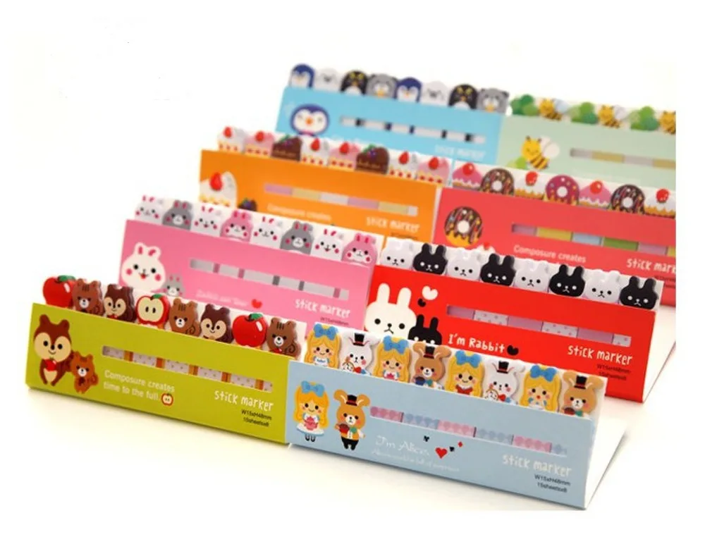 

30pcs/lot New cute animals stick marker memo note pad many designs label korea style Wholesale