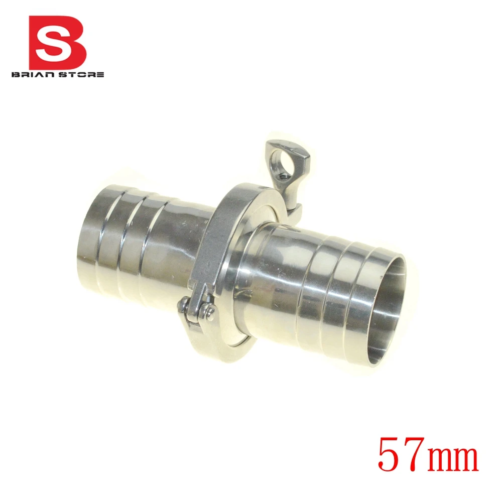 

2 Pcs 2-1/4" 57mm Sanitary Hose Barb Ferrule +2.5"Tri Clamp + PTFE Gasket Stainless Steel SUS SS 304