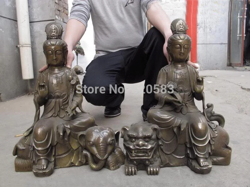 

free Tibet bronze copper manjuist samantabhadra Kwang-yin Bodhisattva buddha Statue fast