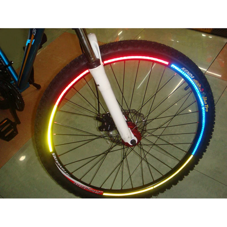 Новые флуоресцентные цветные велосипедные колеса мотоцикла шины светоотражающие наклейки полоса Декаль лента безопасности
