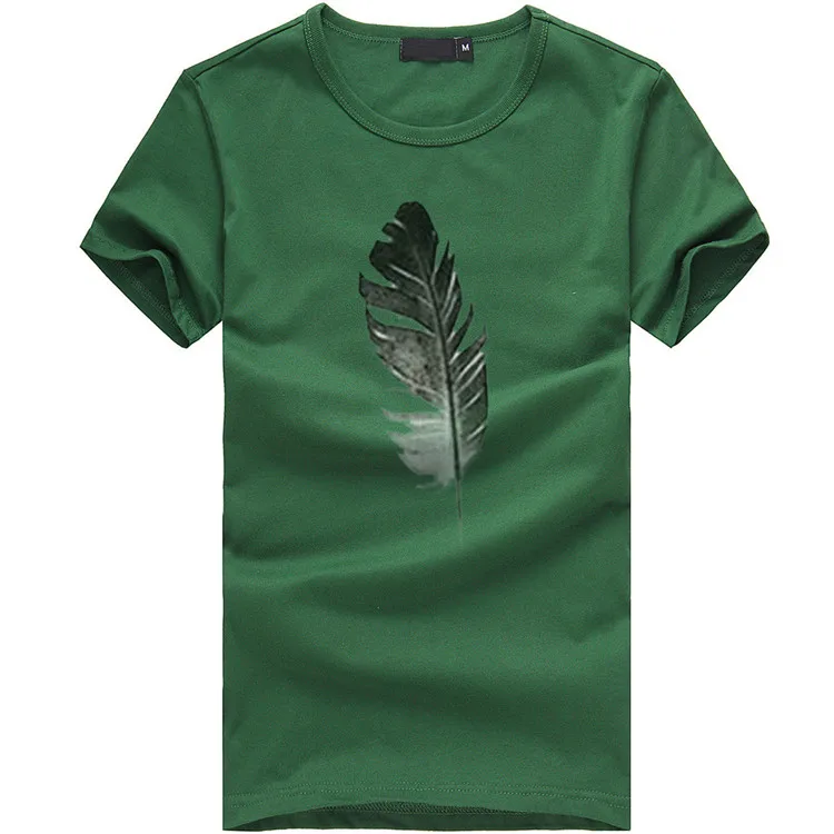 Модная женская Свободная футболка с короткими рукавами и принтом в виде листьев, повседневный топ с круглым вырезом, уличная одежда, повседневная футболка, брендовая одежда - Цвет: Зеленый