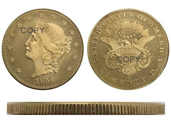 1856 O США 20 долларов Liberty Head двойная Золотая монета с орлом латунная Коллекционная |