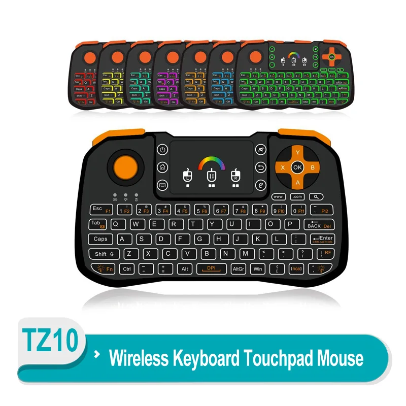 

TZ10 Wireless Keyboard Touchpad Mouse 2.4GHz Handheld Remote Control Colorful Backlight For Android TV Box Smart TV PC Laptop