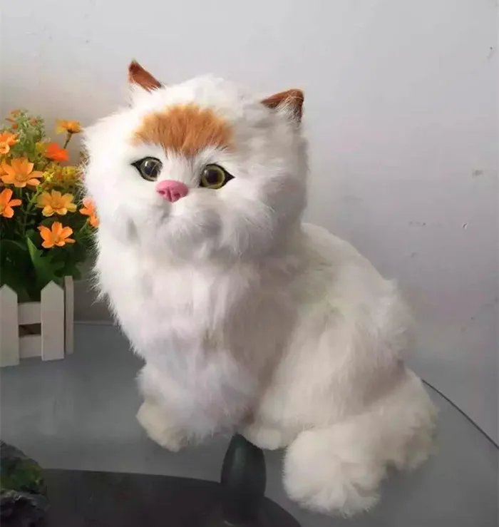 

plastic&furs simulation white cat model large 30x23cm squatting cat handicraft prop home decoration gift d2800