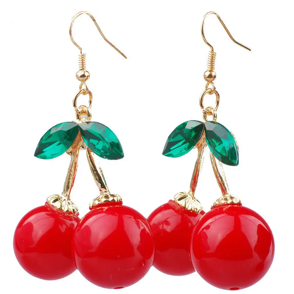 

hot red Cherry earrings eardrop Sweet fruit fresh cherry eardrop female fashion youth beautiful girl students earrings for women