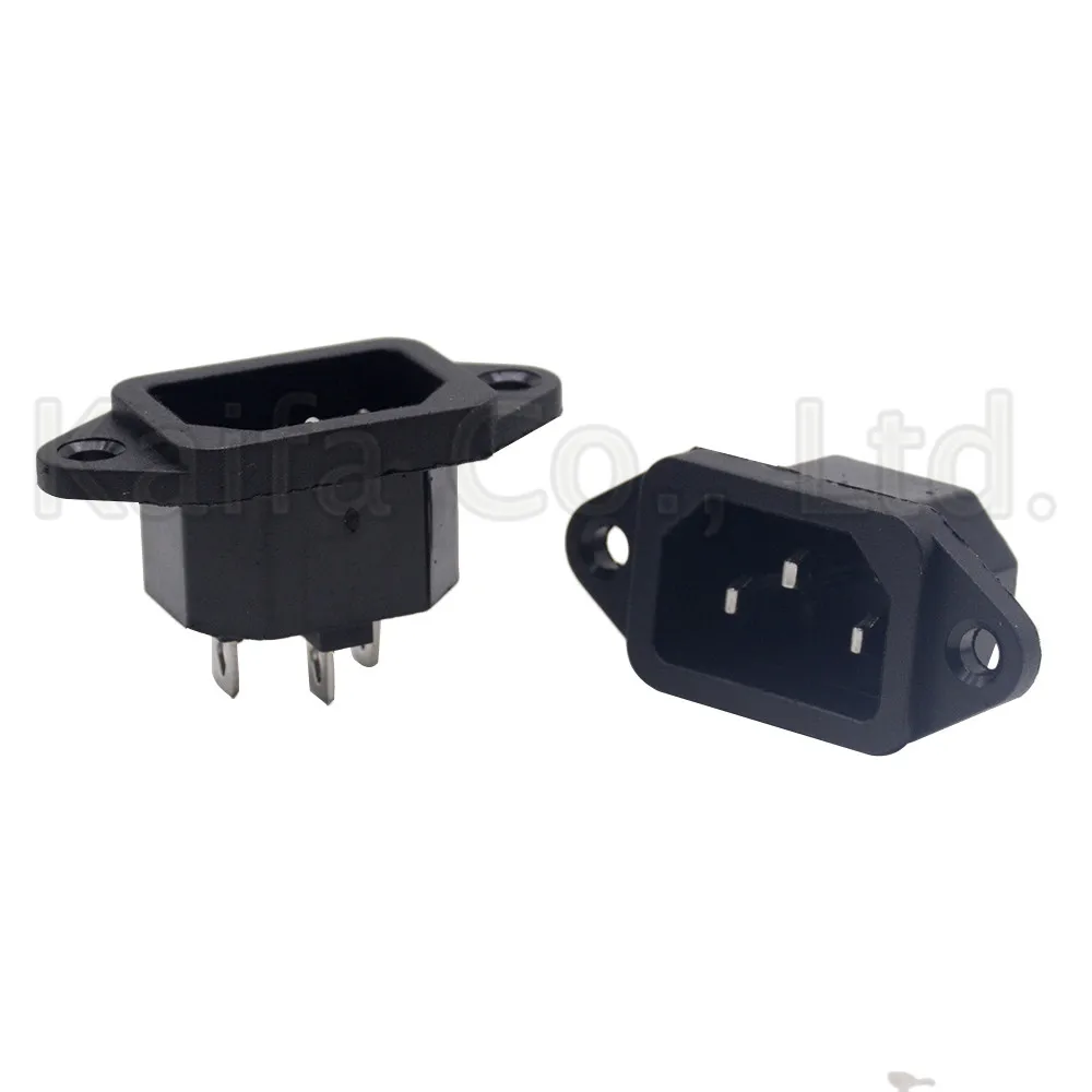 

AC 250V 10A 5PCS 3P IEC320 C14 Male Plug Panel Power Inlet Sockets Connectors
