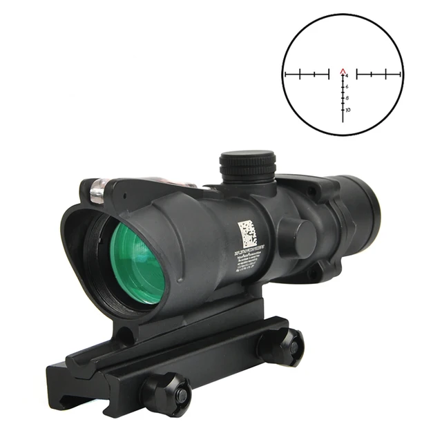 ACOG 4X32 Real Fiber Optics Red Dot Illuminated Chevron Glass Etched Reticle Tactical Optical Scope Hunting Optic Sight 4