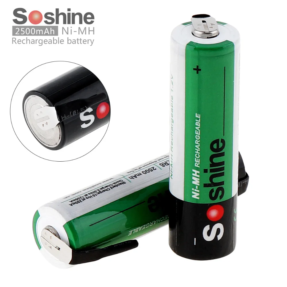 

2pcs/set Soshine 1.2V AA 2500mAh Ni-MH Rechargeable Battery with Nickel Sheet for Screwdriver / Drill